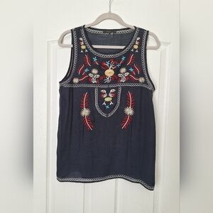 THML Grey Embroidered Sleeveless Top